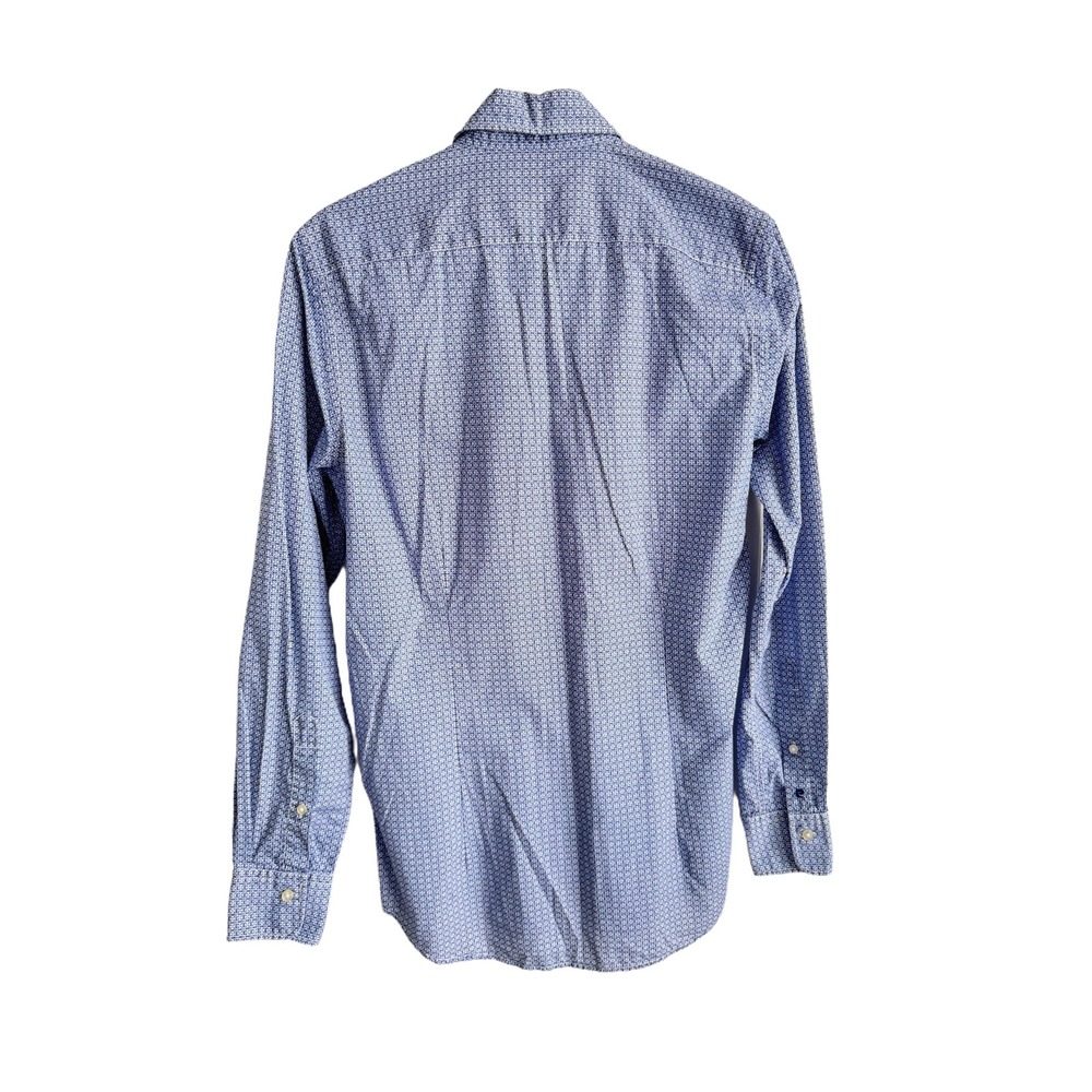 Pierre Cardin Mens Slim Fit Long Sleeve Dress Shirt Size 40 (M) Blue Pattern - Picture 15 of 16